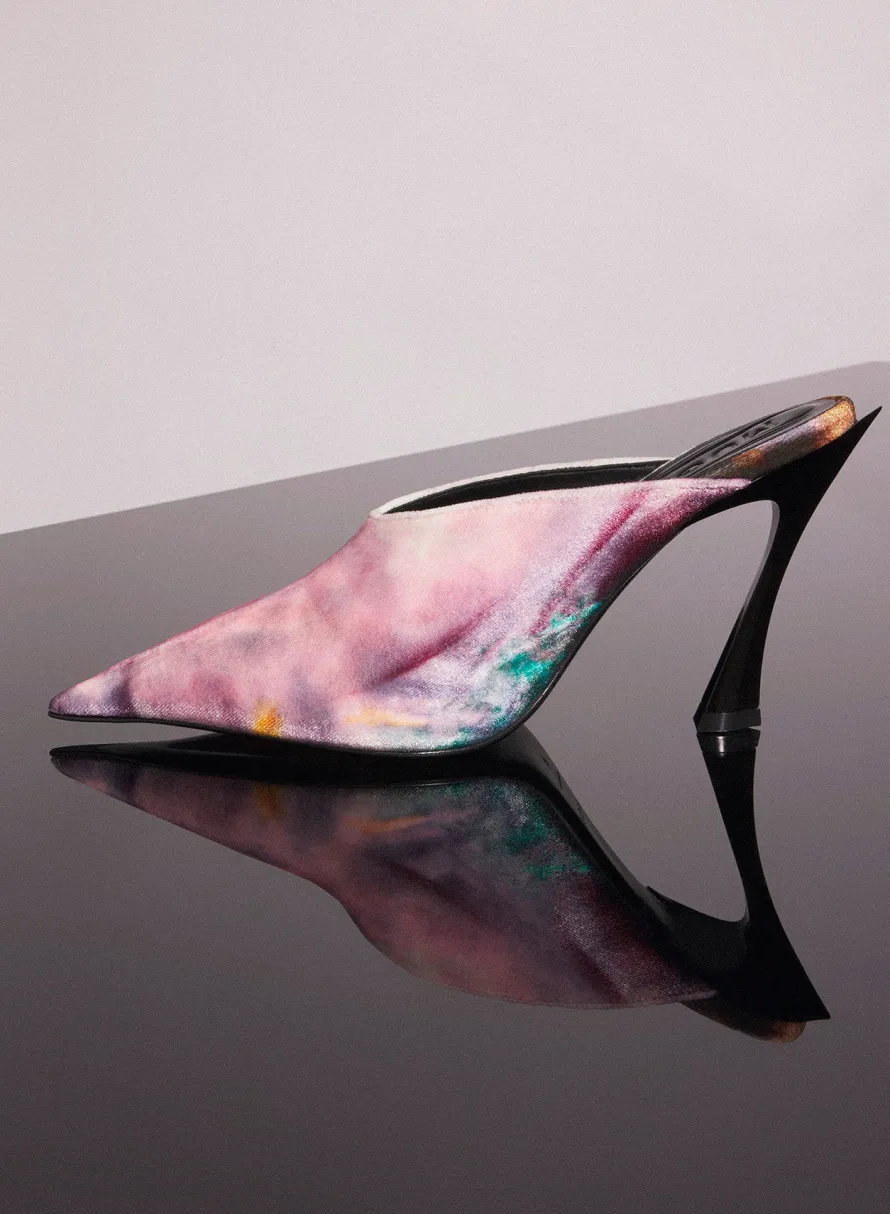 Shoes|Mugler X Ambera Wellmann|MUGLER x Ambera Wellmann printed velvet fang 95 mules