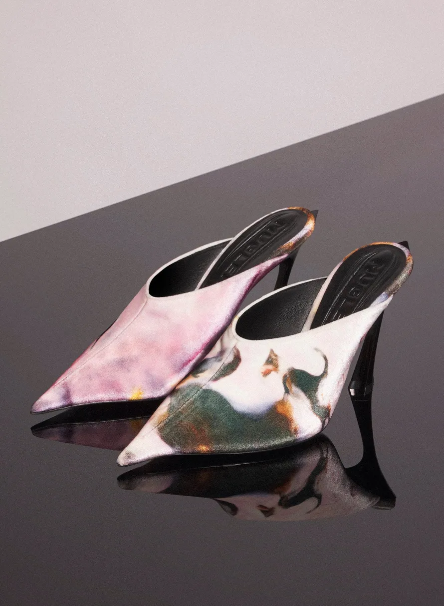 Shoes|Mugler X Ambera Wellmann|MUGLER x Ambera Wellmann printed velvet fang 95 mules