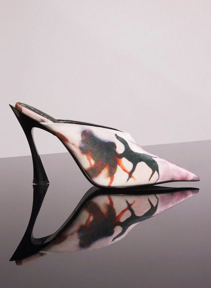 Shoes|Mugler X Ambera Wellmann|MUGLER x Ambera Wellmann printed velvet fang 95 mules