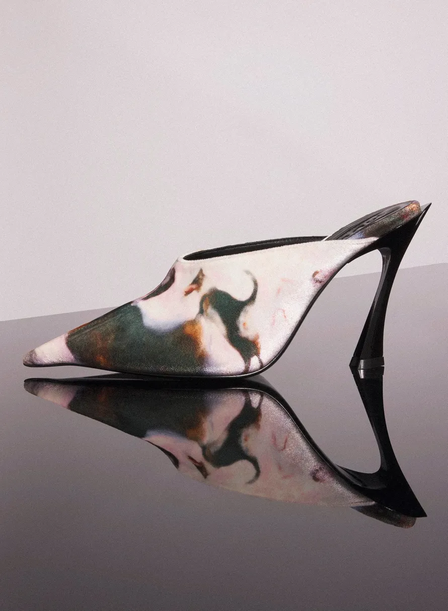 Shoes|Mugler X Ambera Wellmann|MUGLER x Ambera Wellmann printed velvet fang 95 mules