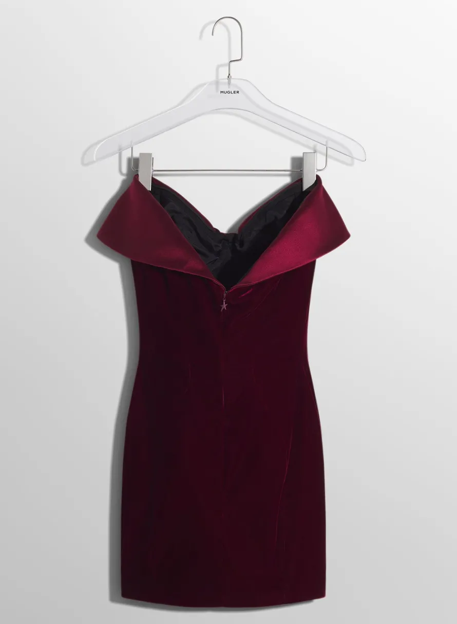 Dresses & Catsuits|MUGLER burgundy velvet and satin mini dress