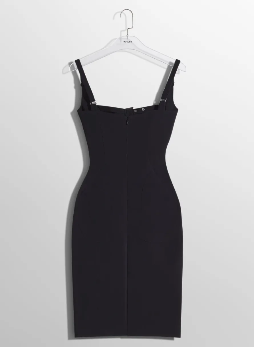 Dresses & Catsuits|MUGLER black buckled bustier dress