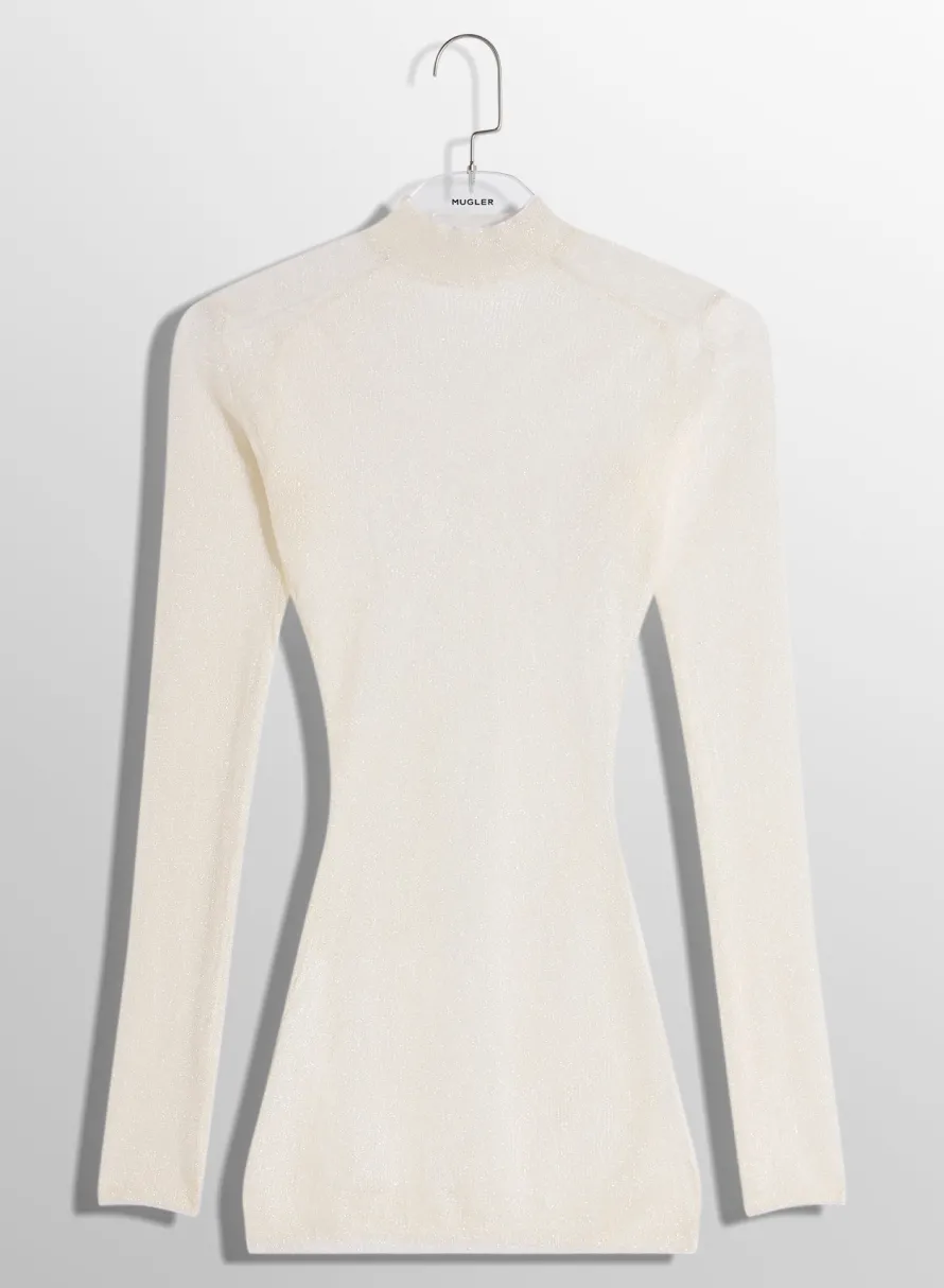 Knitwear|Tops|MUGLER white sculpting sher knit top